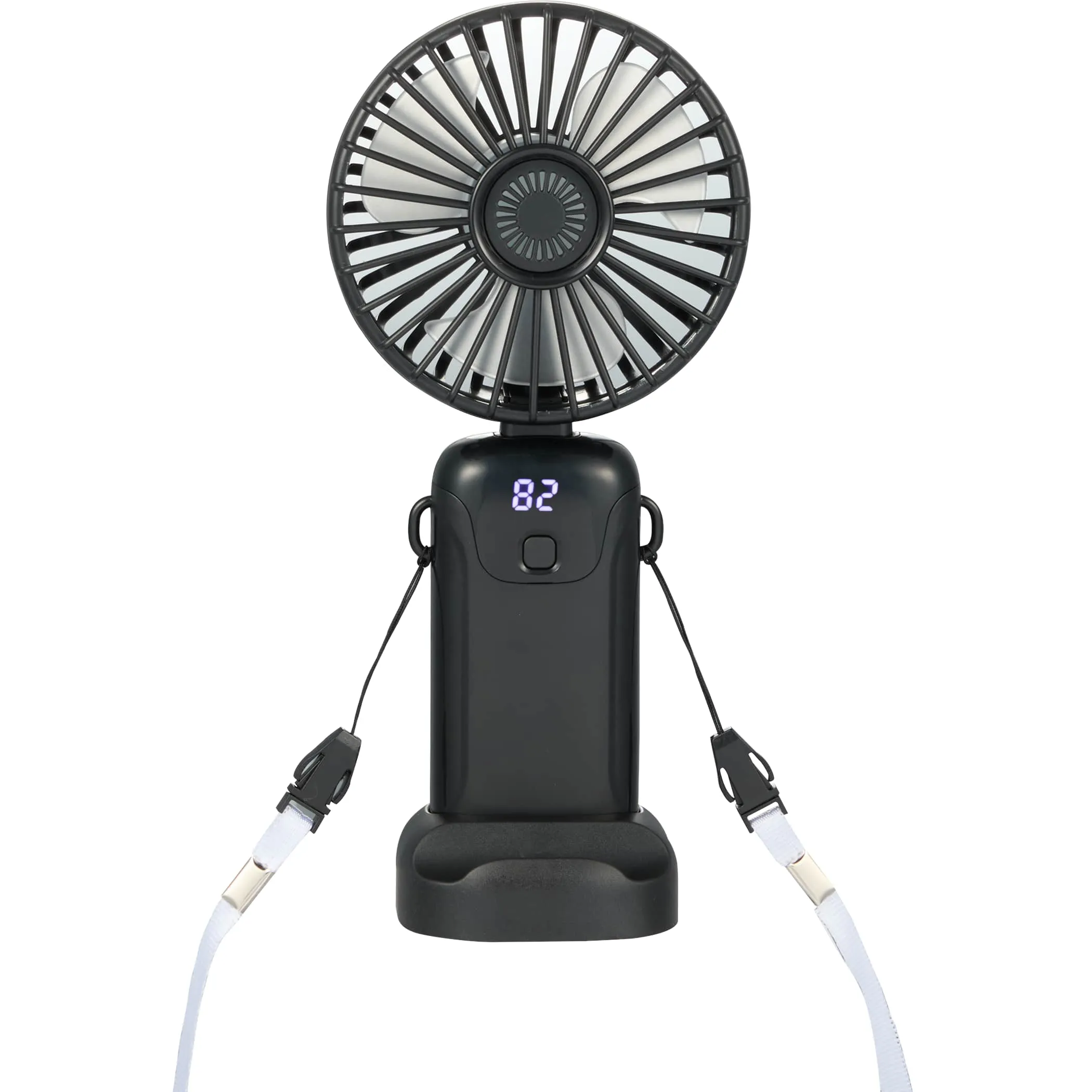 Bullet Black Rechargeable Personal LED Fan sold by Merchology