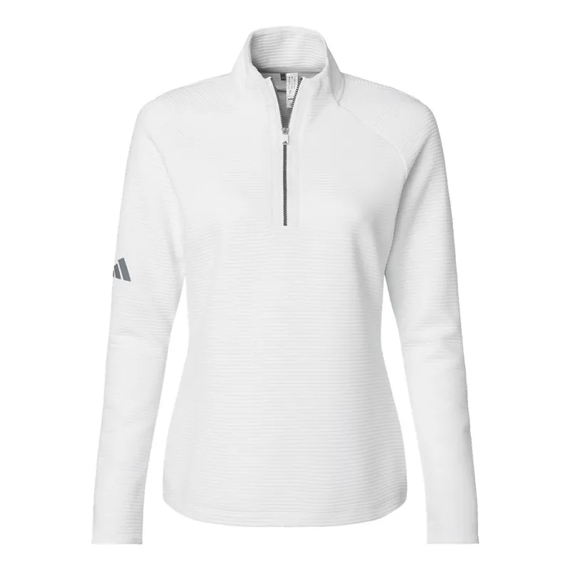 Adidas Women's Core White Spacer Quarter-Zip Pullover made by Adidas