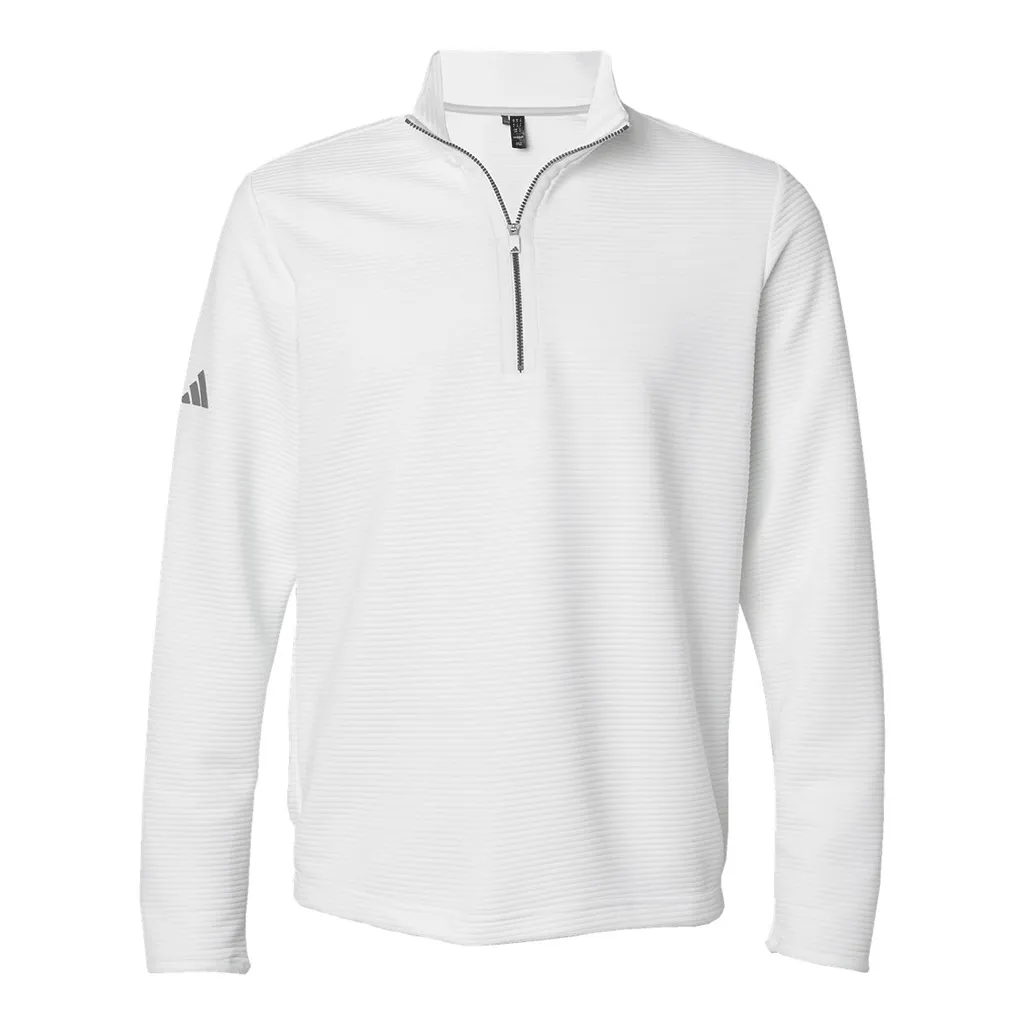 Adidas Men's Core White Spacer Quarter-Zip Pullover sold by Merchology