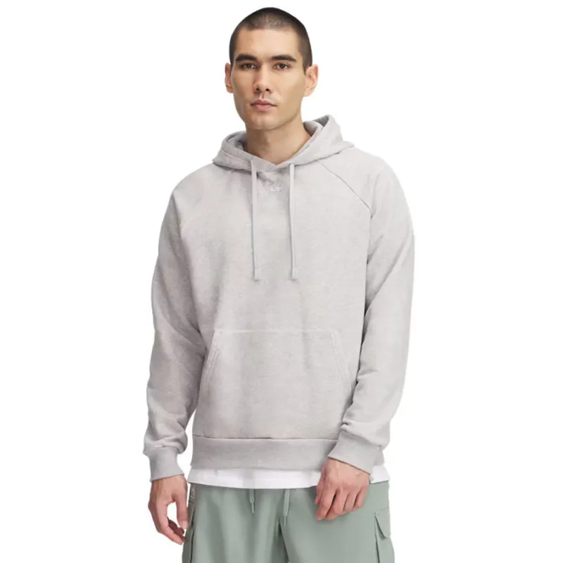 Under Armour Men's Mod Grey Light Heather/White/White Rival Fleece Hoodie made by Under Armour