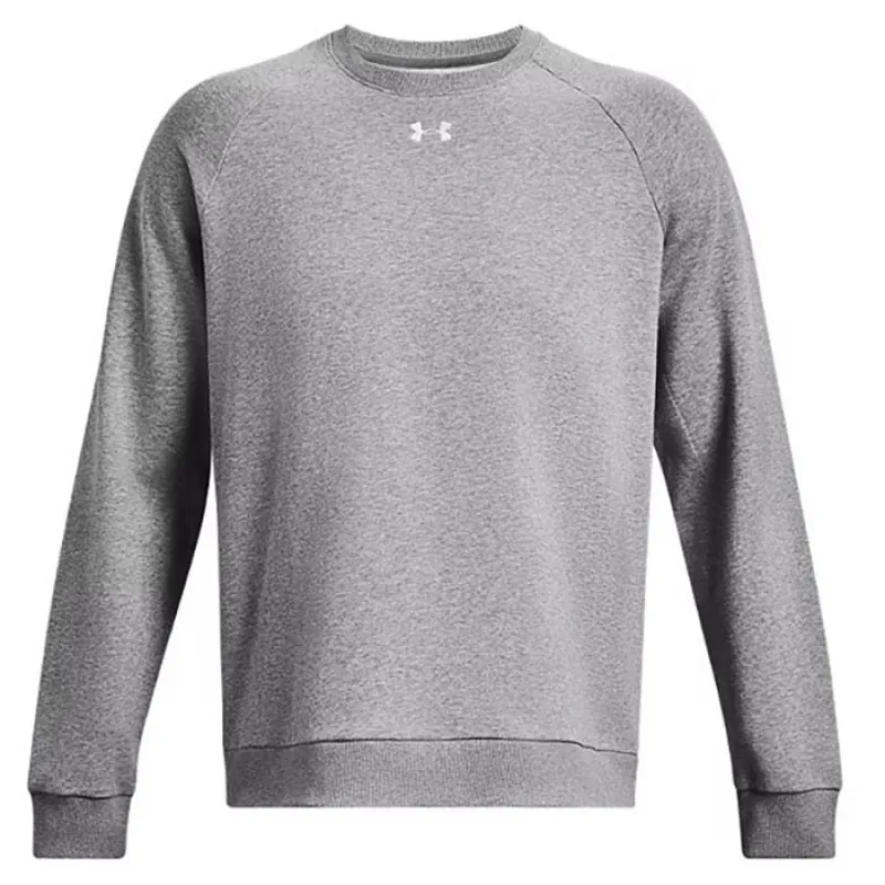 Under Armour Men's Castlerock Light Heather/White Rival Fleece Crew made by Under Armour