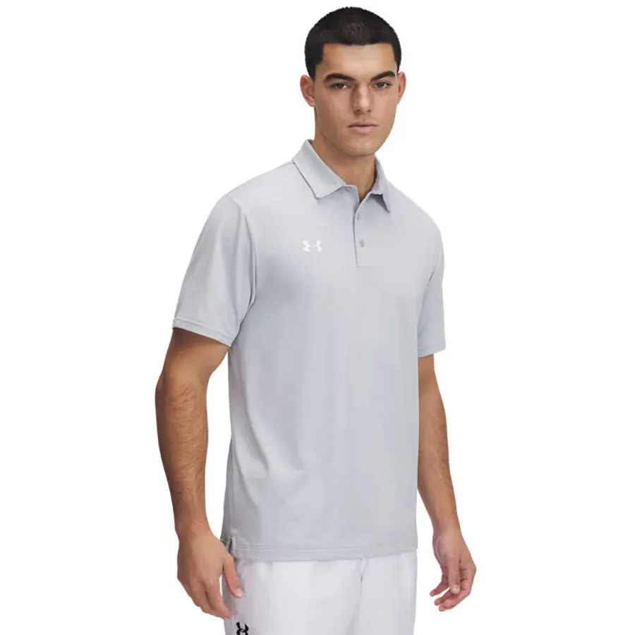 Under Armour Men's Mod Grey/White Drive Team Stripe Polo sold by Merchology