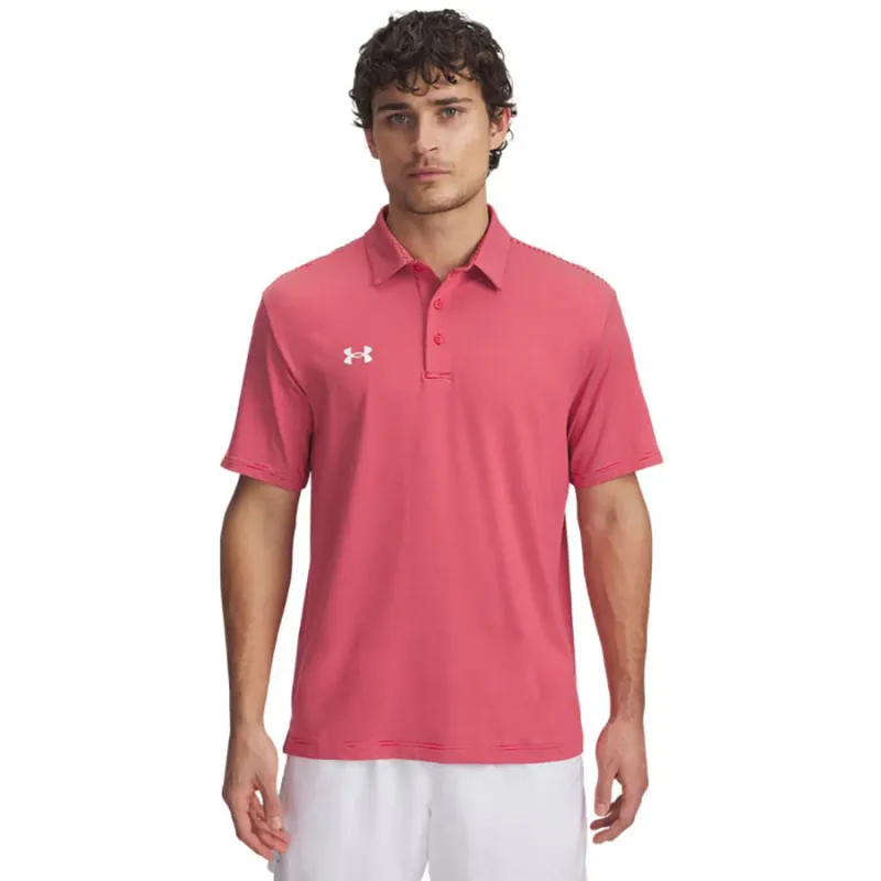 Under Armour Men's Red/White Drive Team Stripe Polo made by Under Armour