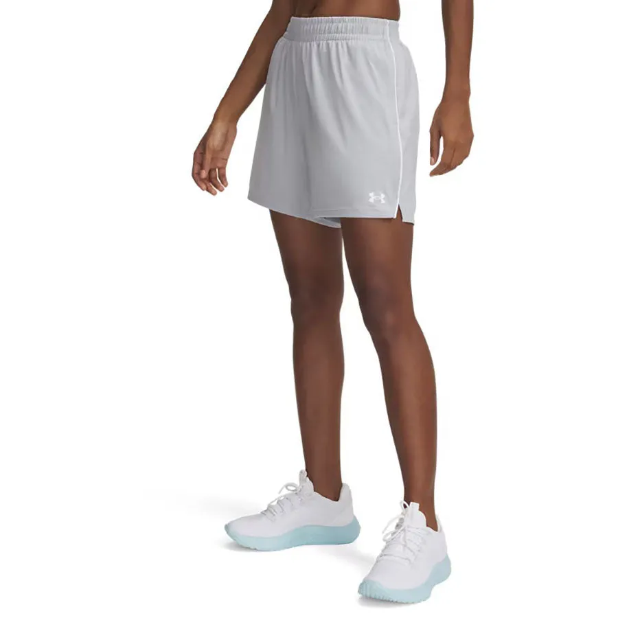 Under Armour Women's Mod Grey/White Tech Team 5" Shorts sold by Merchology
