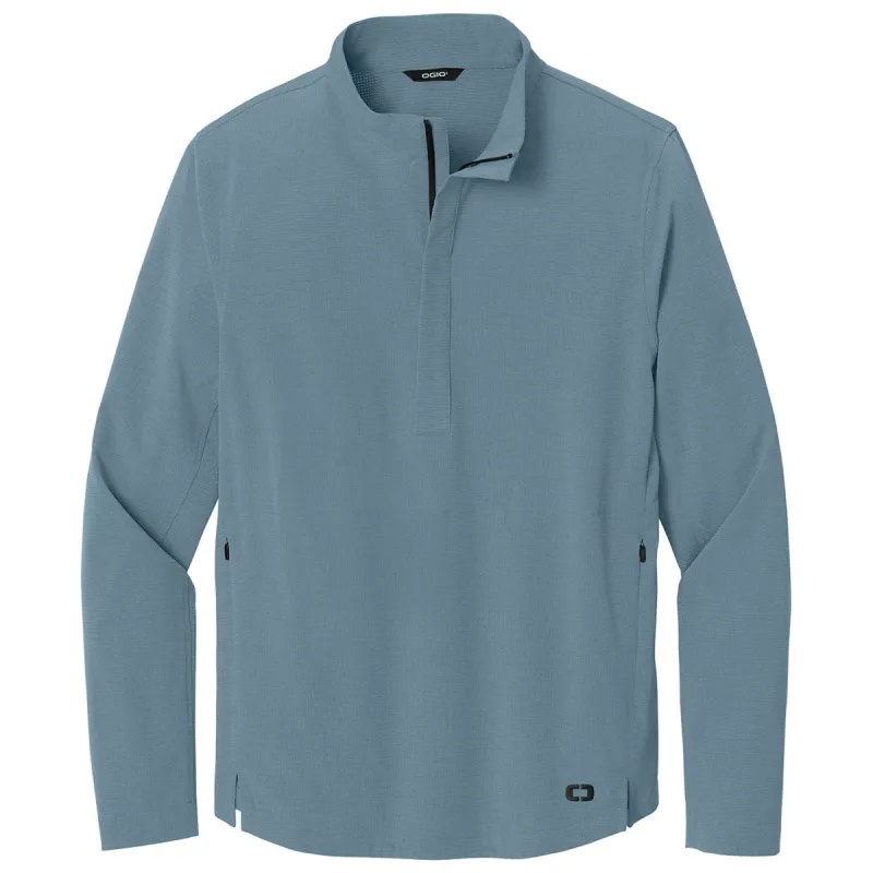 OGIO Men's Blue Mist Aspect 1/2-Zip Pullover sold by Merchology