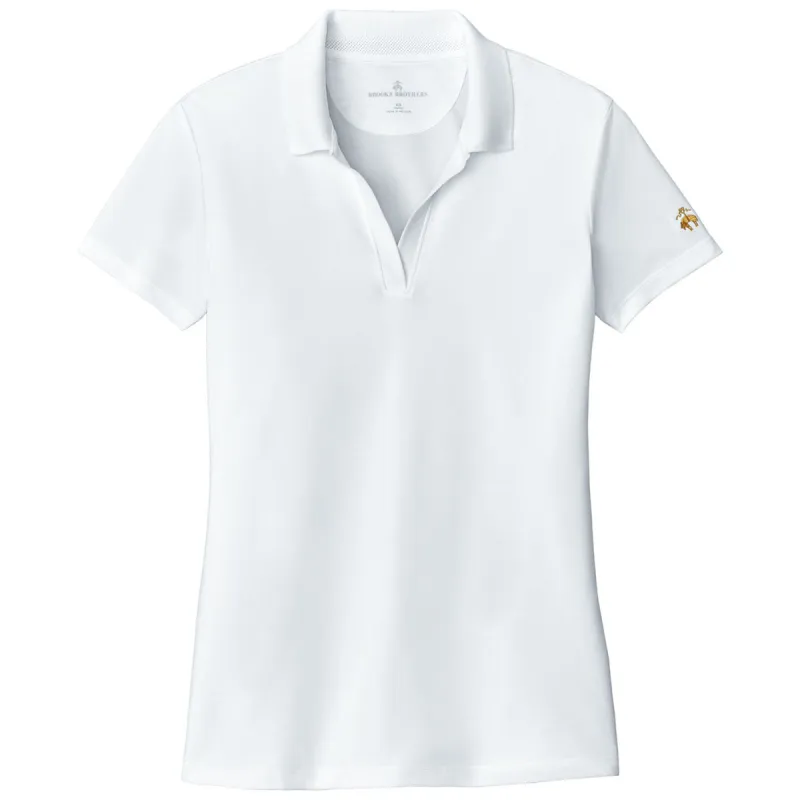 Brooks Brothers Women's White Mesh Pique Performance Polo made by Brooks Brothers