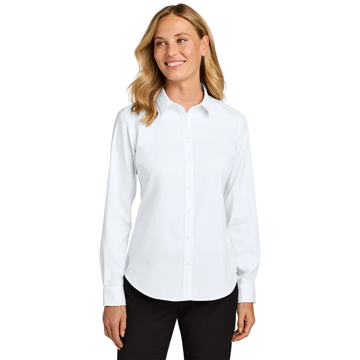 Port Authority Women's White Long Sleeve Nailhead Easy Care Shirt sold by Merchology product image thumbnail 3