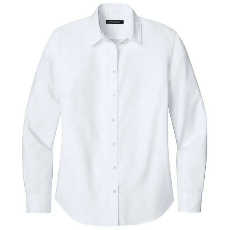 Port Authority Women's White Long Sleeve Nailhead Easy Care Shirt made by Port Authority