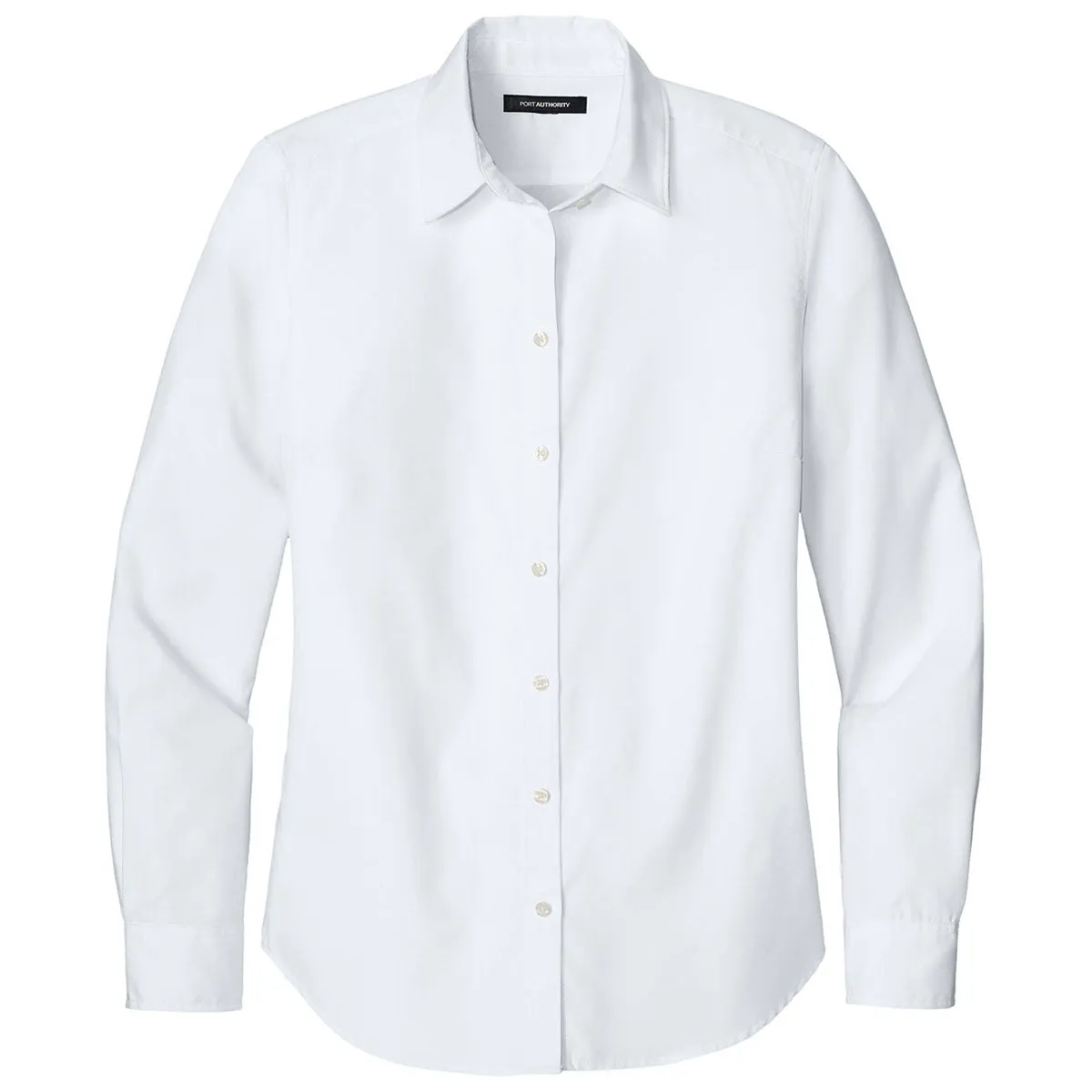 Port Authority Women's White Long Sleeve Nailhead Easy Care Shirt sold by Merchology