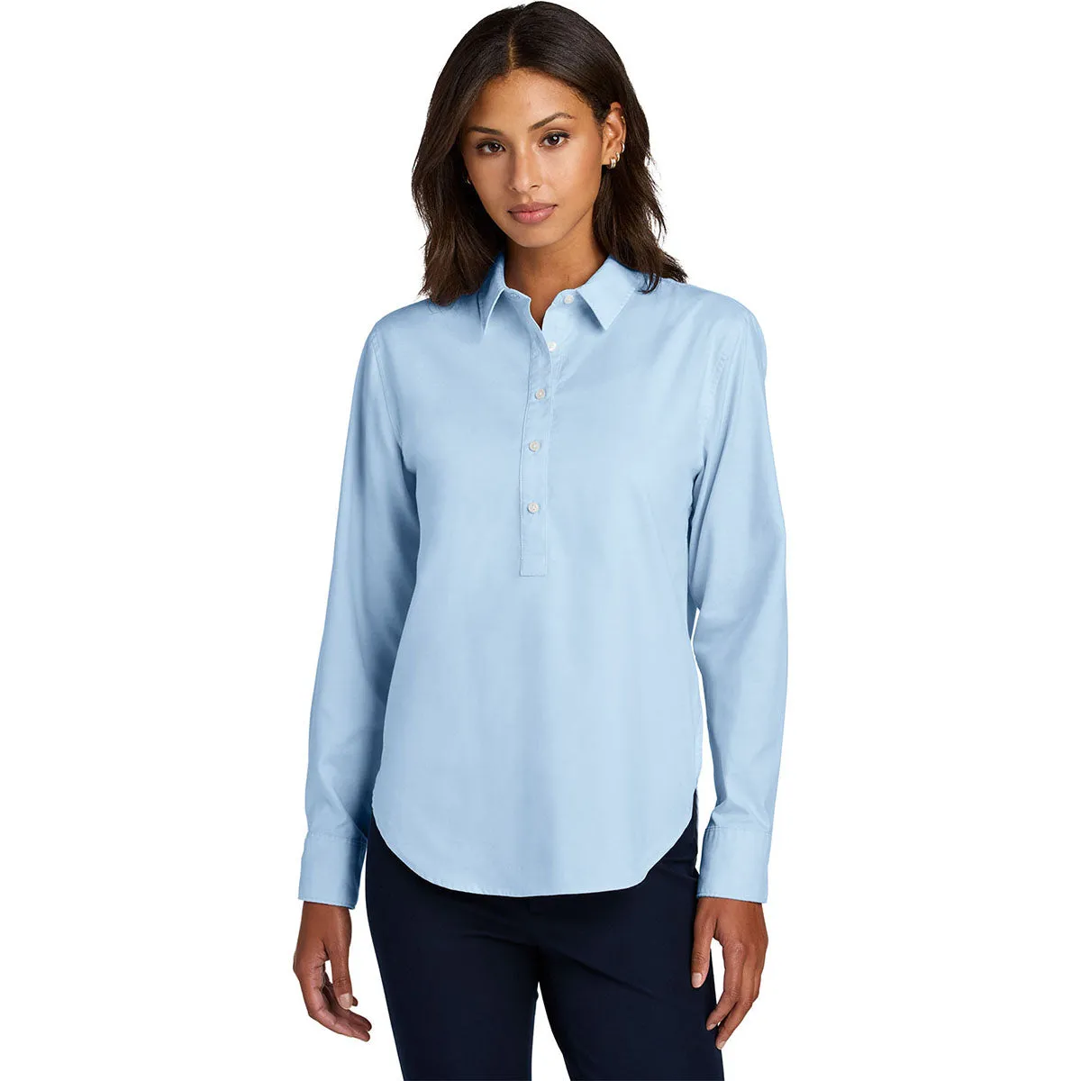 Mercer+Mettle Women's Light Blue Long Sleeve Modern Oxford Shirt sold by Merchology product image thumbnail 3