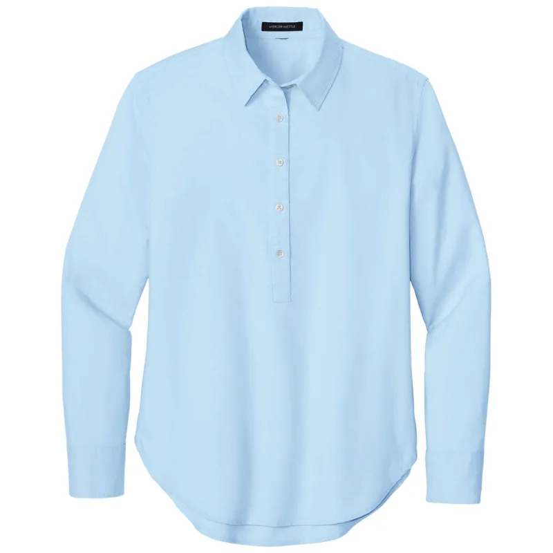 Mercer+Mettle Women's Light Blue Long Sleeve Modern Oxford Shirt made by Merchology