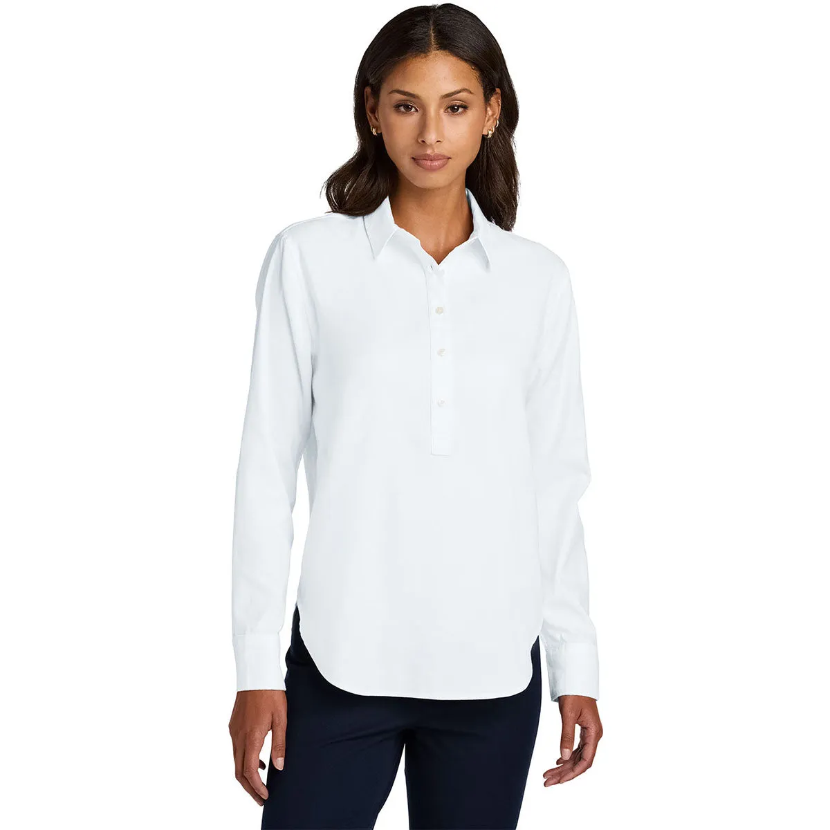 Mercer+Mettle Women's White Long Sleeve Modern Oxford Shirt sold by Merchology product image thumbnail 3
