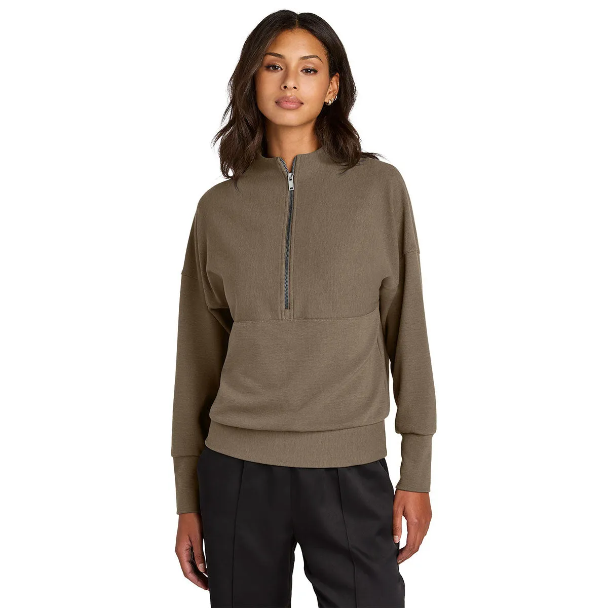 Mercer+Mettle Women's Warm Taupe Linear Texture 1/4-Zip sold by Merchology product image thumbnail 3
