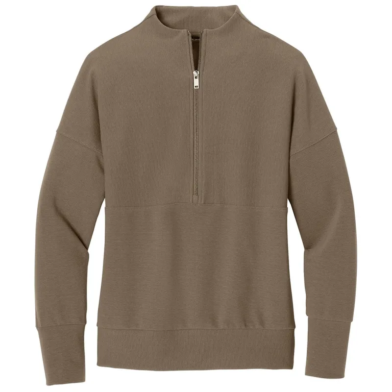 Mercer+Mettle Women's Warm Taupe Linear Texture 1/4-Zip made by Merchology