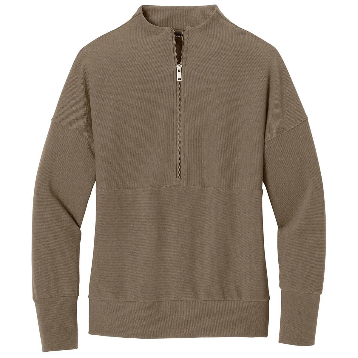 Mercer+Mettle Women's Warm Taupe Linear Texture 1/4-Zip sold by Merchology
