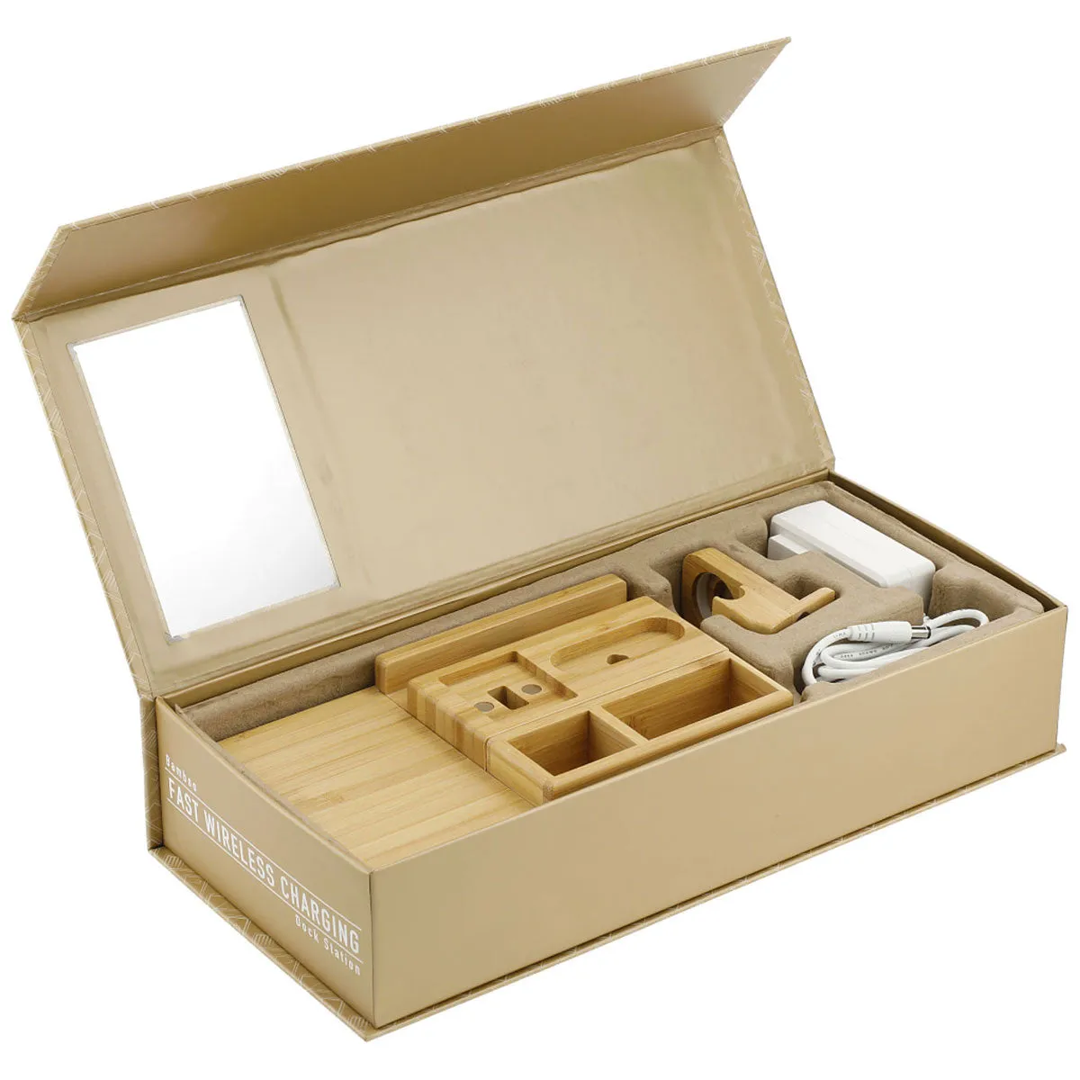 Leed's Natural Bamboo Fast Wirelsss Charging Dock Station sold by Merchology product image thumbnail 4