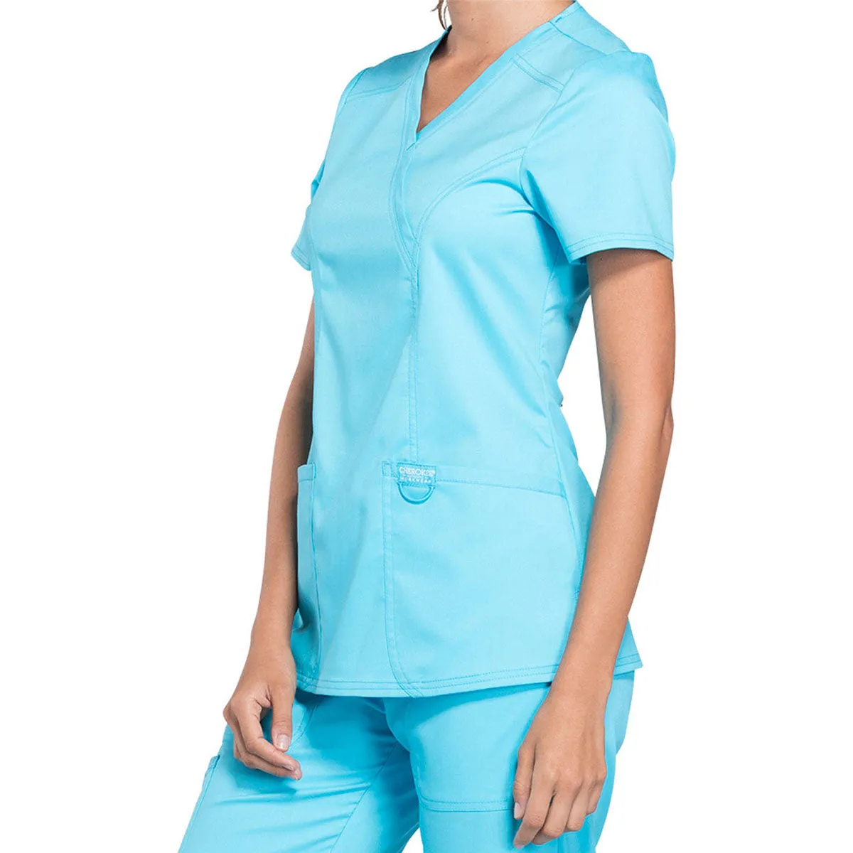 Cherokee Women's Turquoise Revolution Mock Wrap Top sold by Merchology product image thumbnail 3