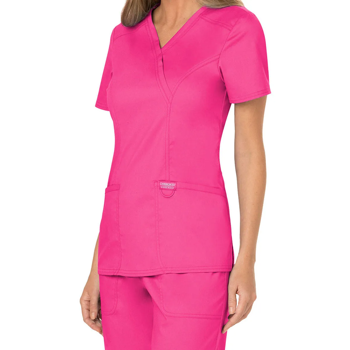 Cherokee Women's Electric Pink Revolution Mock Wrap Top sold by Merchology product image thumbnail 3