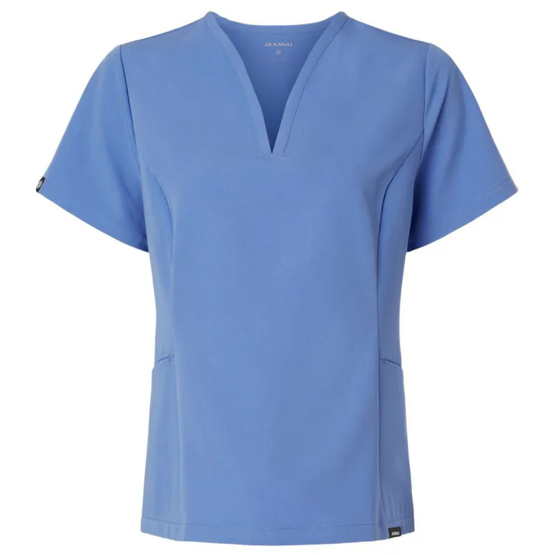 Jaanuu Women's Ceil Blue Calix Fit & Flare Scrub V-Neck Top made by Jaanuu