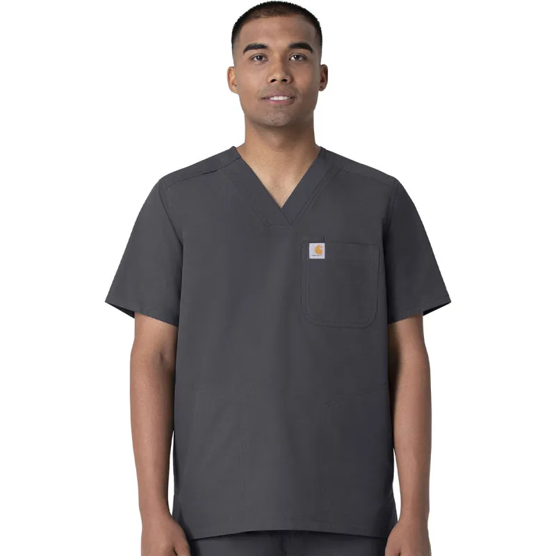 Carhartt Men's Pewter Four-Pocket Modern Fit V-Neck Top made by Carhartt