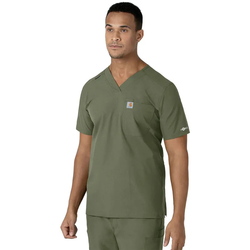 Carhartt Men's Olive Four-Pocket Modern Fit V-Neck Top made by Carhartt