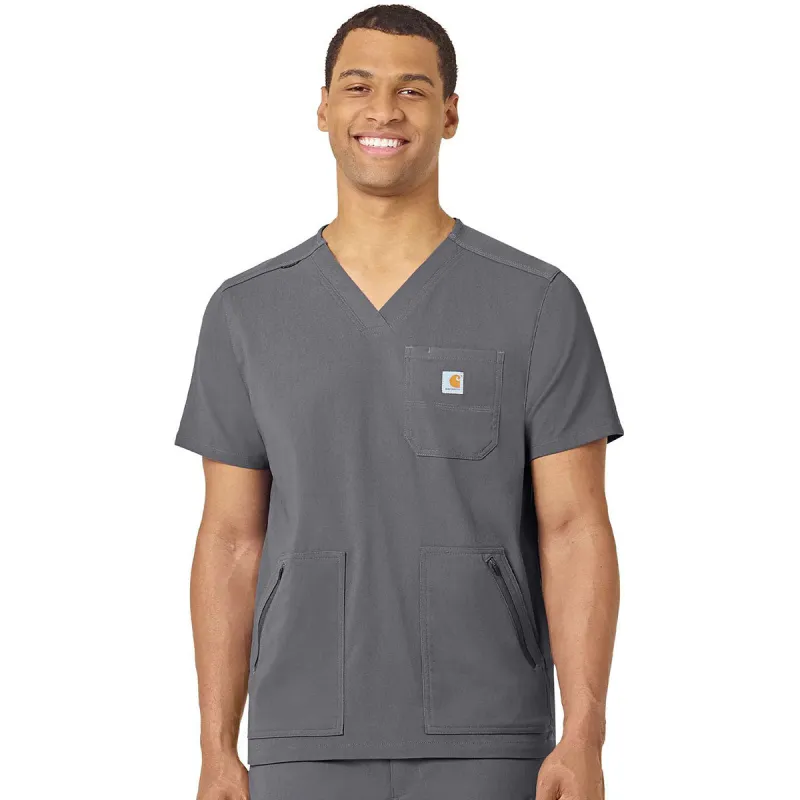 Carhartt Men's Pewter Modern Fit 5-Pocket V-Neck Top made by Carhartt