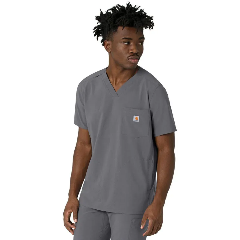 Carhartt Men's Pewter Three-Pocket V-Neck Scrub Top made by Carhartt