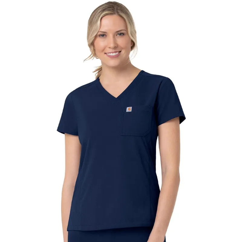 Carhartt Women's Navy Two-Pocket V-Neck Top made by Carhartt