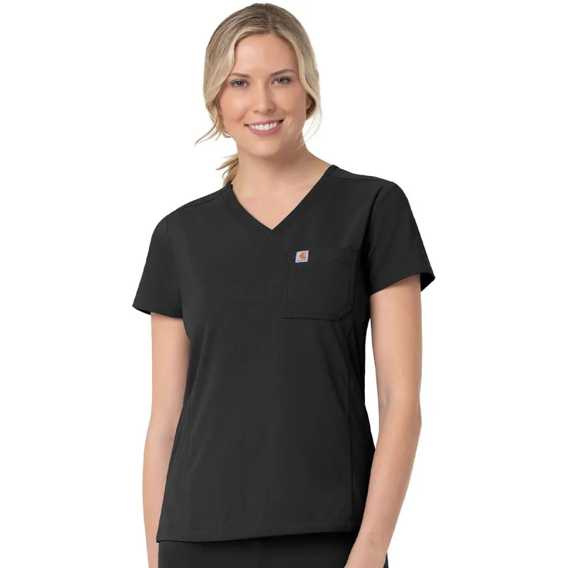 Carhartt Women's Black Two-Pocket V-Neck Top made by Carhartt