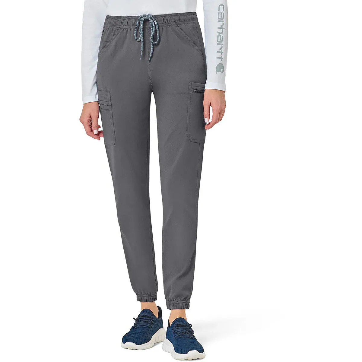 Carhartt Women's Pewter Nine-Pocket Cargo Jogger Pant sold by Merchology