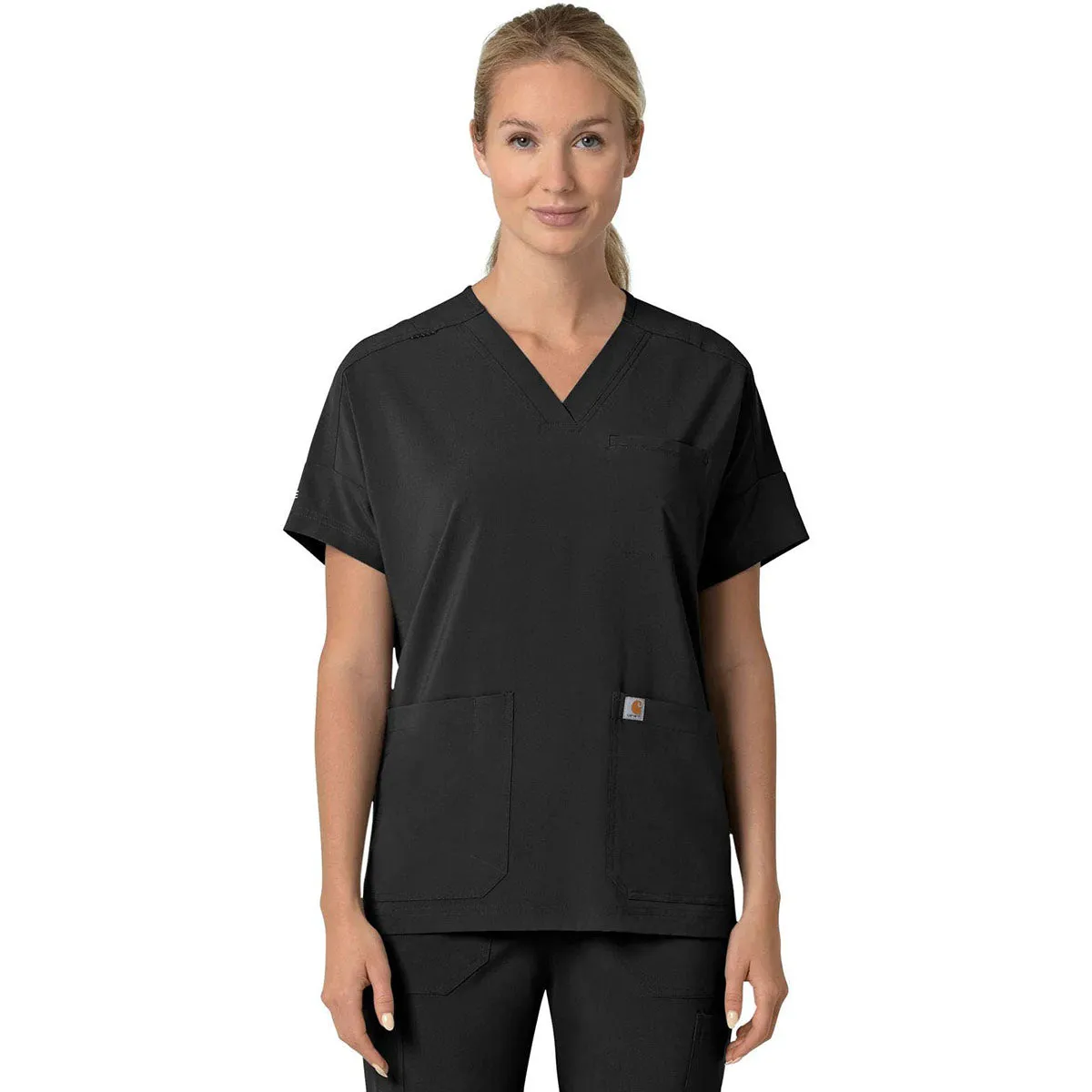 Carhartt Women's Black Four-Pocket Oversized V-Neck Top sold by Merchology
