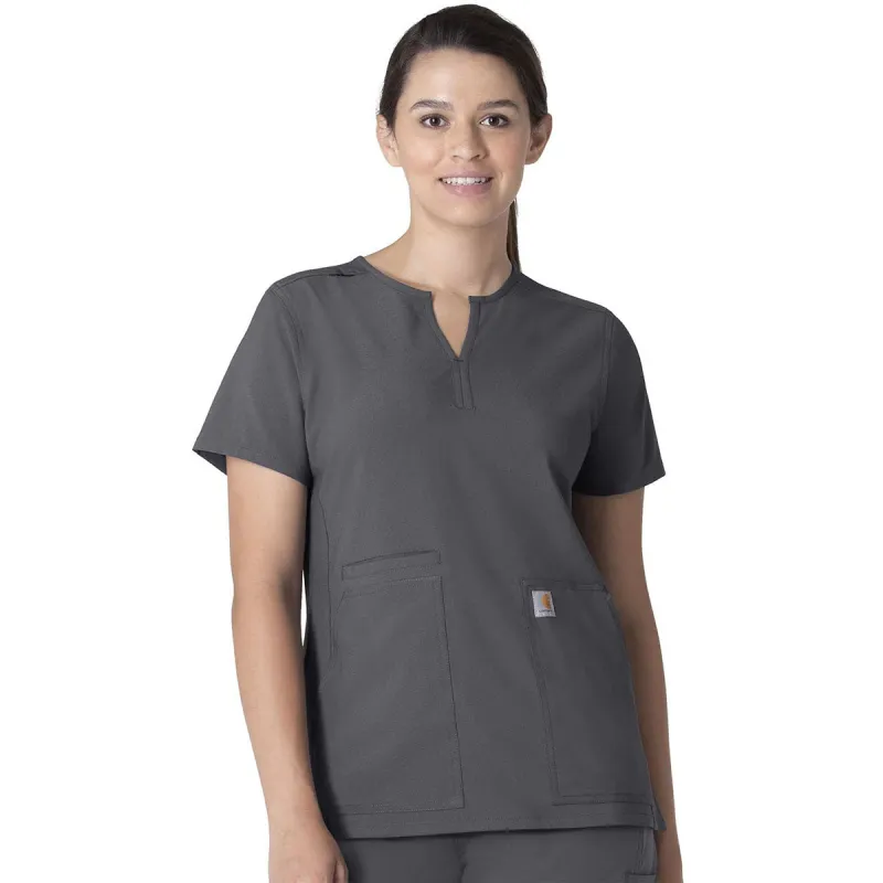 Carhartt Women's Pewter Three-Pocket Modern Fit Notch Neck Top made by Carhartt