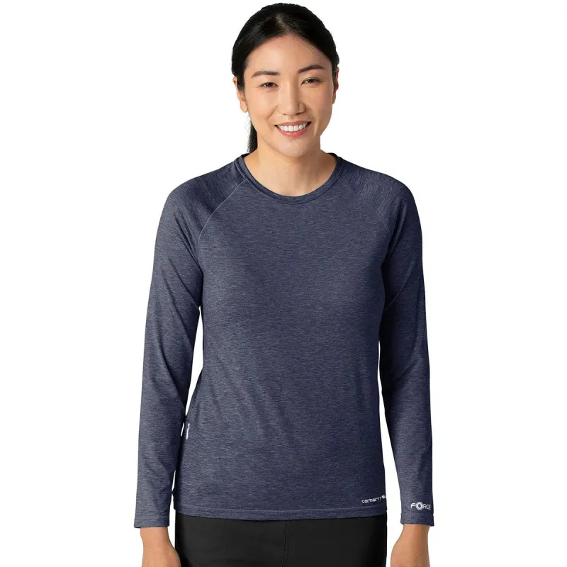Carhartt Women's Navy Heather Performance Long Sleeve Tee made by Carhartt