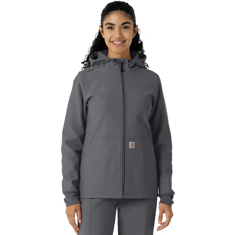 Carhartt Women's Pewter Four-Pocket Bonded Fleece Hoodie made by Carhartt