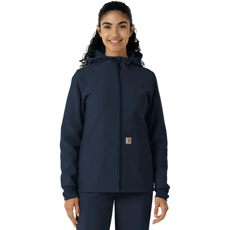 Carhartt Women's Navy Four-Pocket Bonded Fleece Hoodie made by Carhartt
