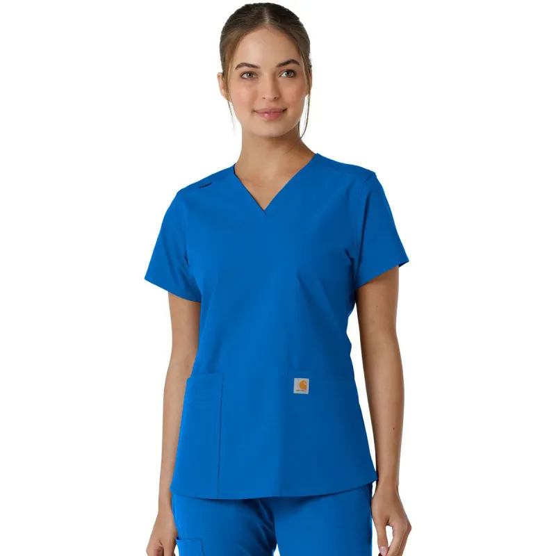 Carhartt Women's Royal Four-Pocket V-Neck Knit Panel Scrub Top made by Carhartt