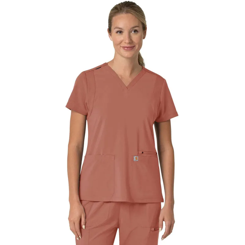 Carhartt Women's Wildrose Three-Pocket Flex Panel V-Neck Scrub Top made by Carhartt