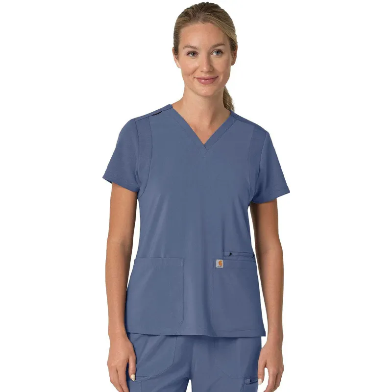 Carhartt Women's Riverside Three-Pocket Flex Panel V-Neck Scrub Top made by Carhartt