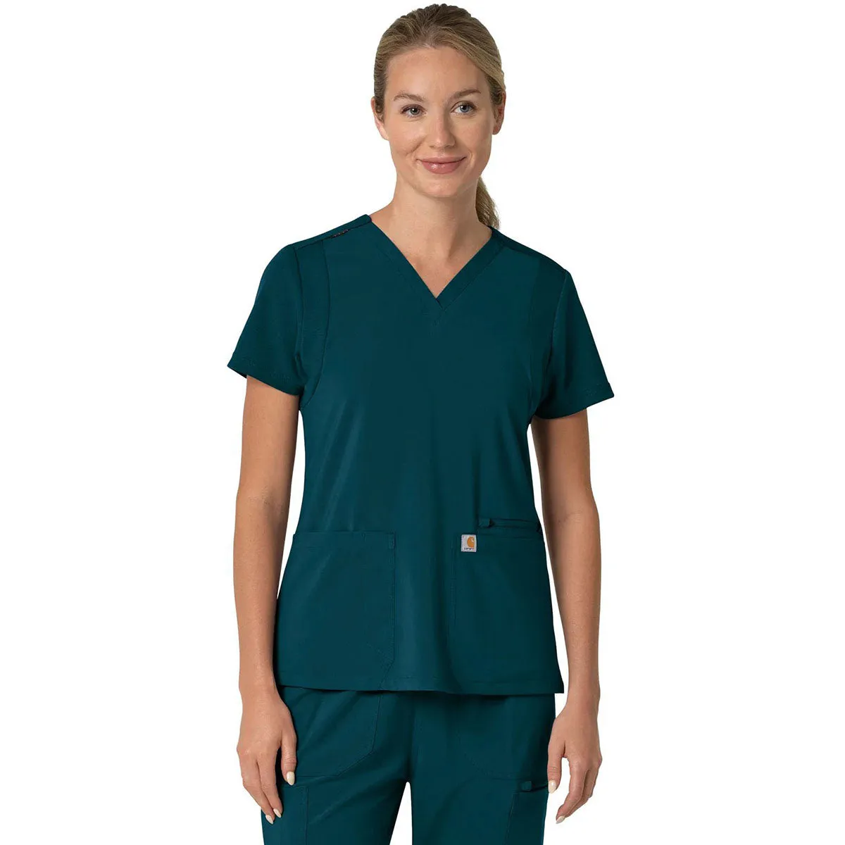 Carhartt Women's Caribbean Three-Pocket Flex Panel V-Neck Scrub Top sold by Merchology