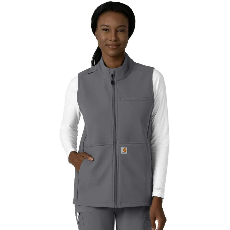 Carhartt Women's Pewter Four-Pocket Bonded Fleece Vest made by Carhartt