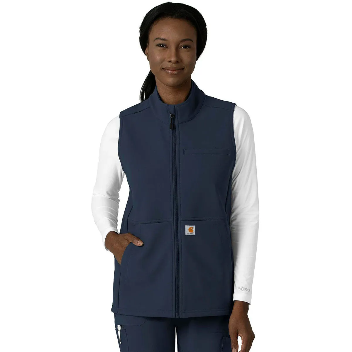 Carhartt Women's Navy Four-Pocket Bonded Fleece Vest sold by Merchology