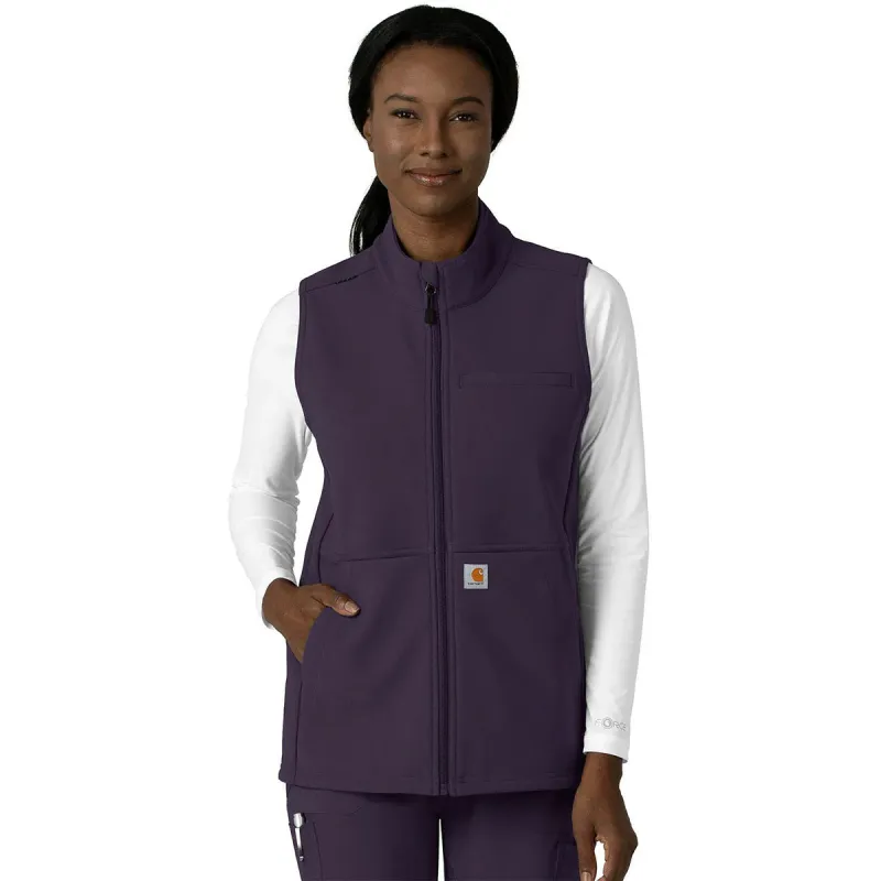 Carhartt Women's Black Plum Four-Pocket Bonded Fleece Vest made by Carhartt