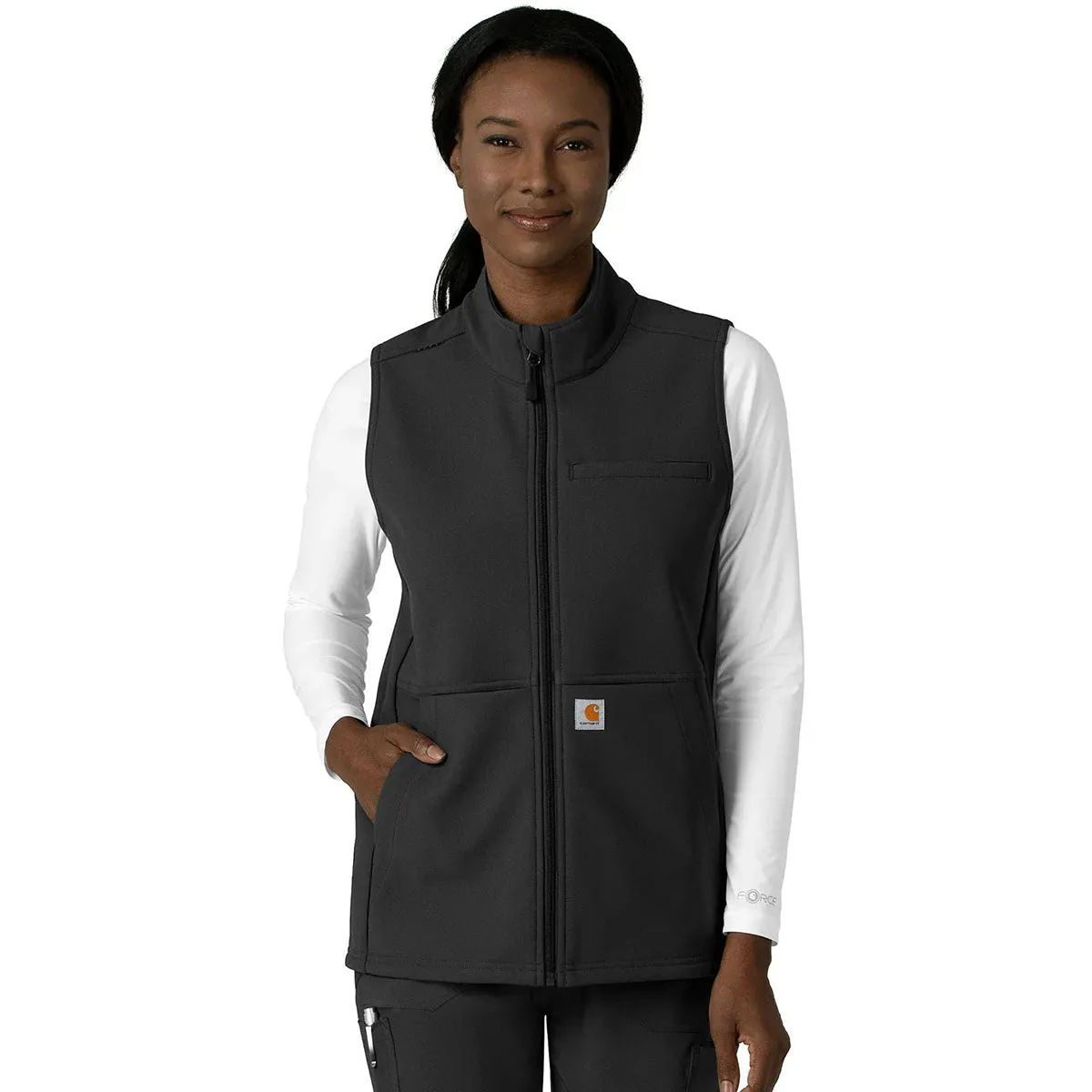 Carhartt Women's Black Four-Pocket Bonded Fleece Vest sold by Merchology