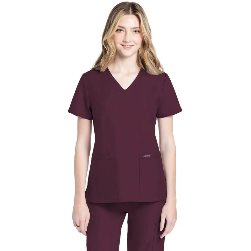 Cherokee Women's Wine 2-Pocket V-Neck Top sold by Merchology