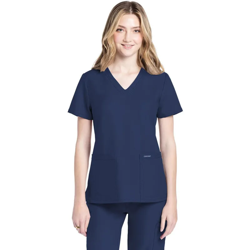 Cherokee Women's Navy 2-Pocket V-Neck Top made by Cherokee