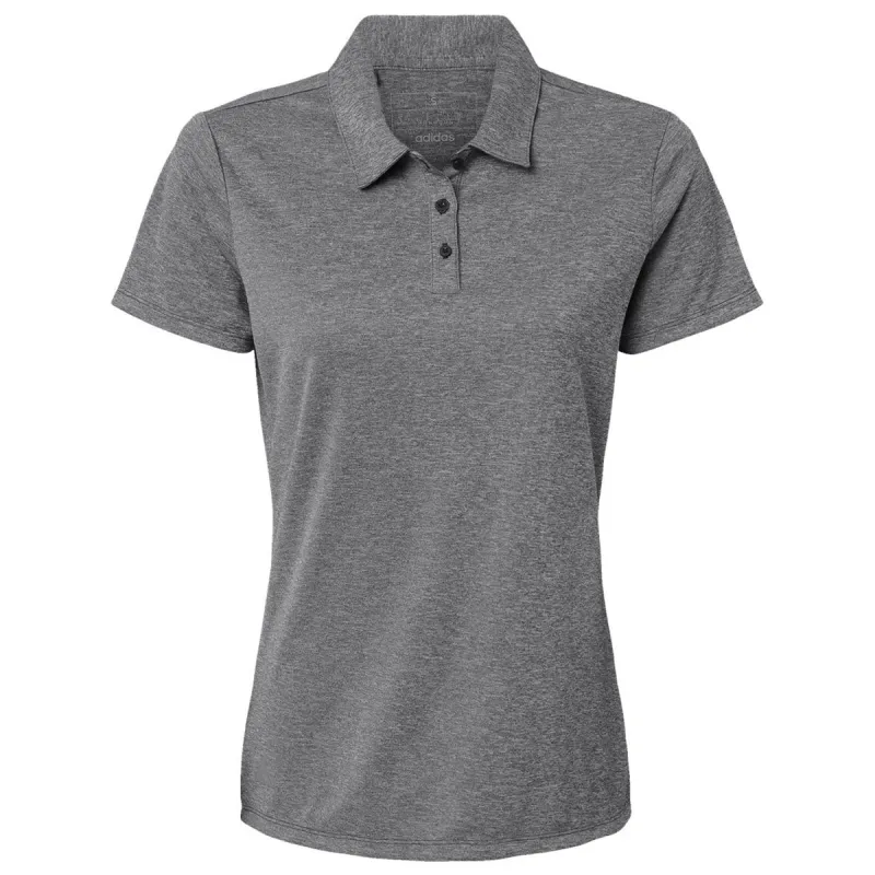 Adidas Women's Black Melange Heathered Polo made by Merchology