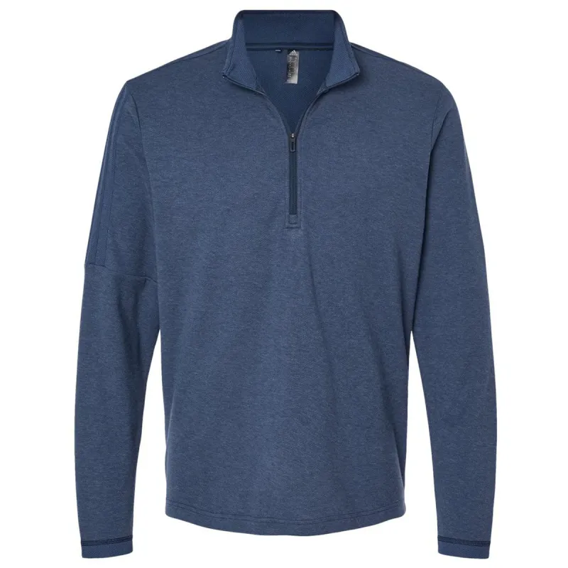Adidas Men's Collegiate Navy Melange 3-Stripes Quarter-Zip Sweater made by Adidas