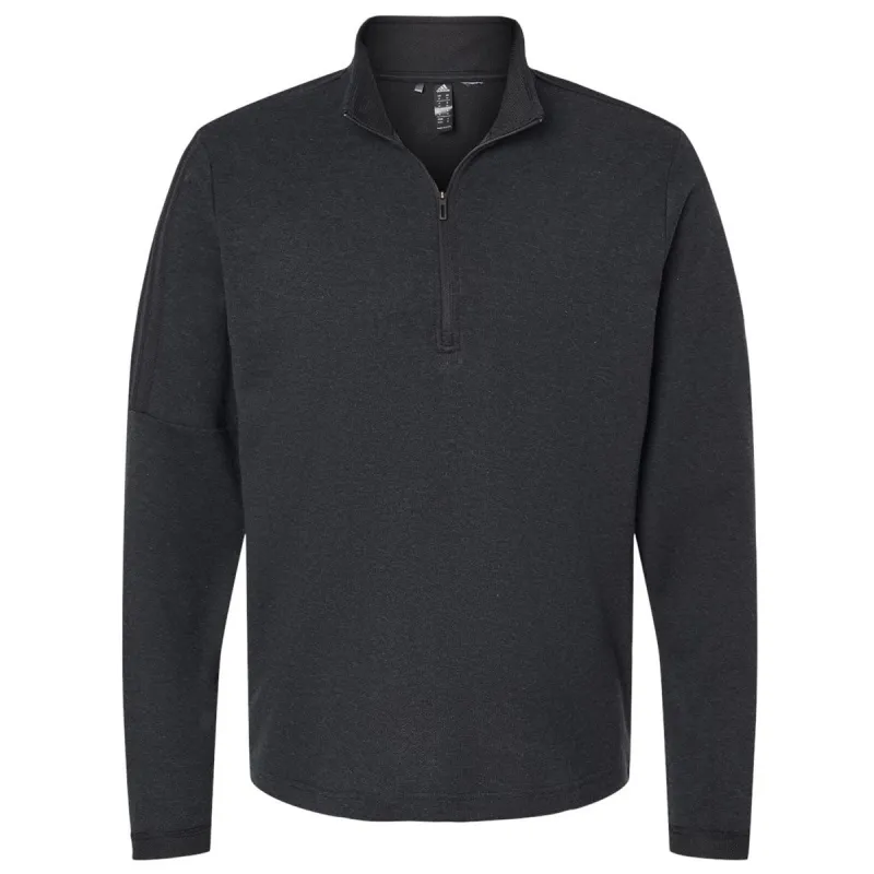 Adidas Men's Black Melange 3-Stripes Quarter-Zip Sweater made by Adidas