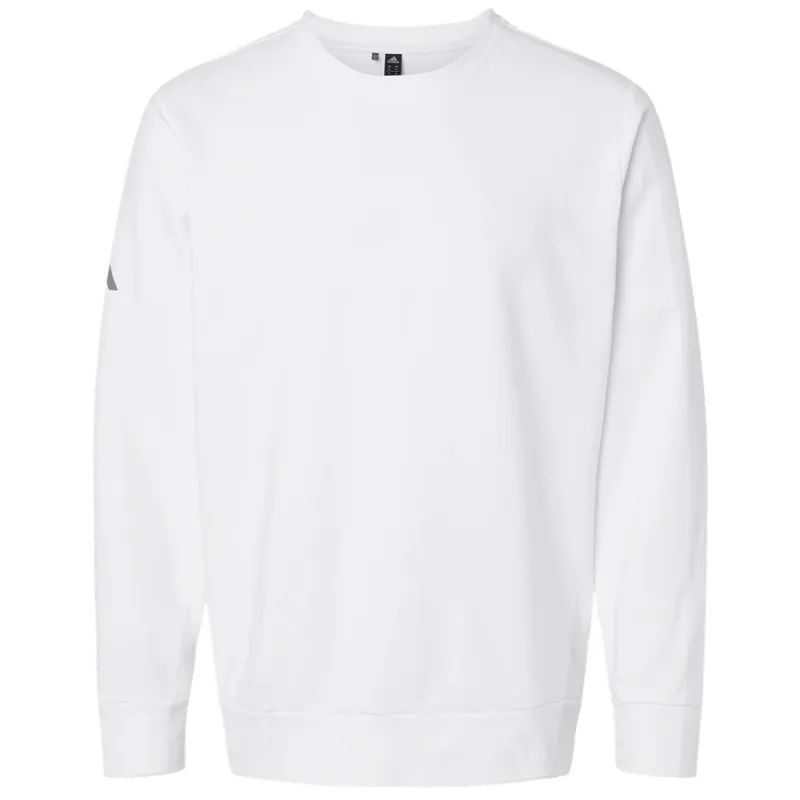 Adidas Men's White Fleece Crewneck Sweatshirt made by Adidas