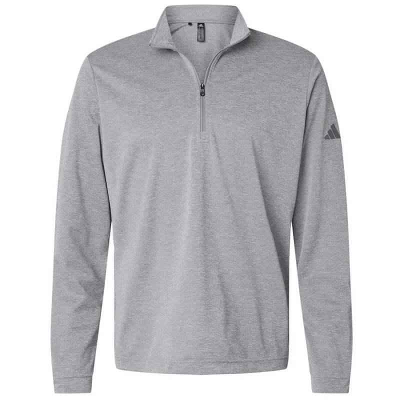Adidas Men's Grey Three Melange Lightweight Quarter-Zip Pullover made by Adidas